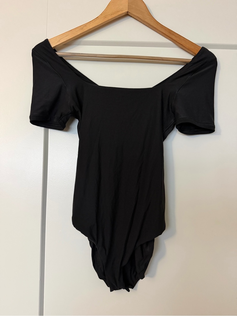 aerie Black Off-the-Shoulder Short Sleeve Bodysuit